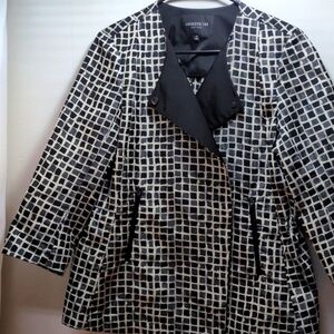 Lafayette 148 New York Black and White Check Grid Gingham Line Jacket, Size 8